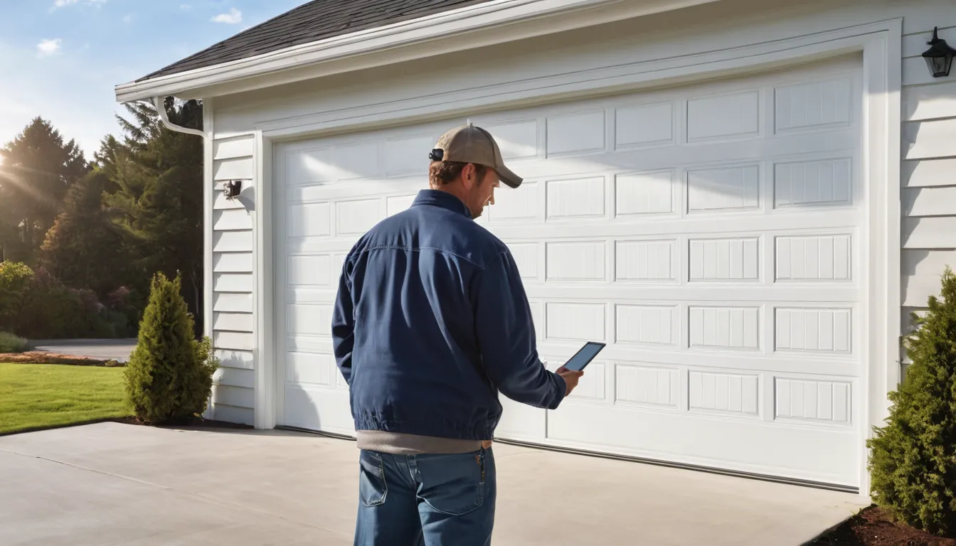 A local provider fitting a new insulated garage door on a home in Cahokia Heights