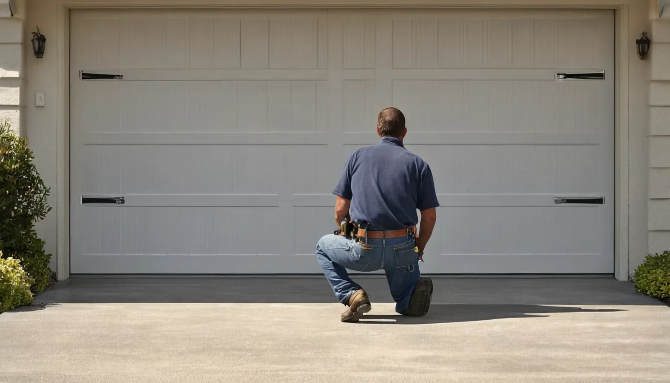 A local garage door provider checking the tracks on a home garage door in Cahokia Heights