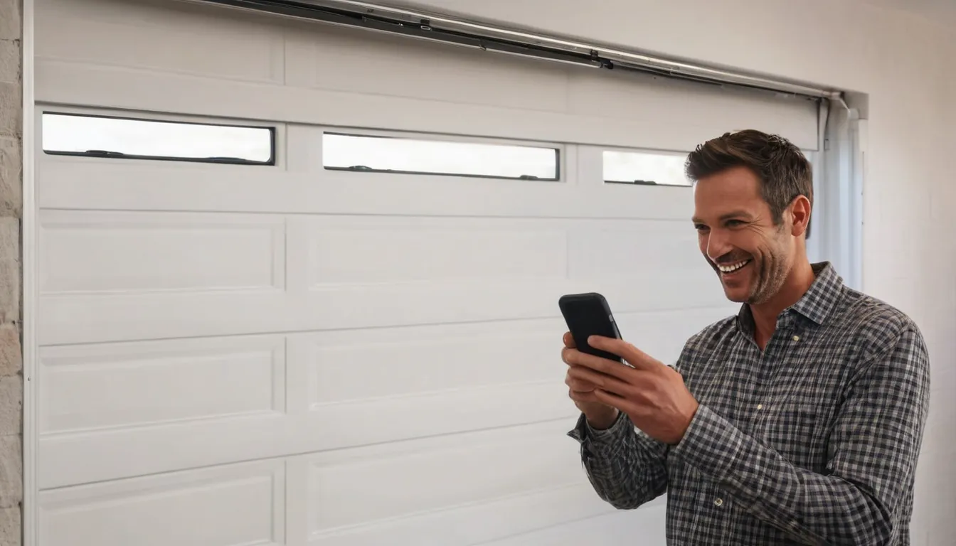 A homeowner photographing a garage door track to share with a provider